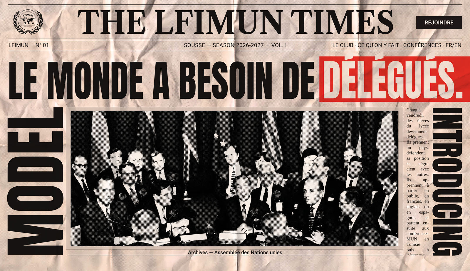 Page d'accueil du site LFIMUN